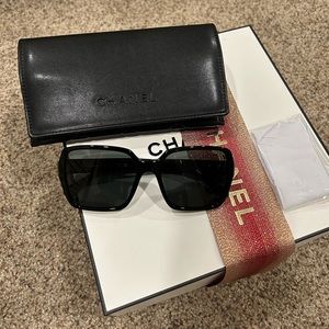 CHANEL Square Sunglasses - Black with Logo